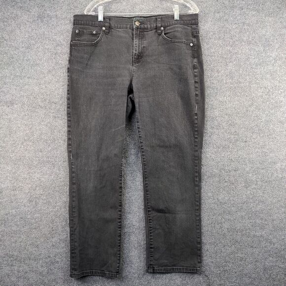Lauren Jeans Co. Womens Classic Straight Jeans Blac Plus Size 14 Denim 5-Pocket - Picture 2 of 11
